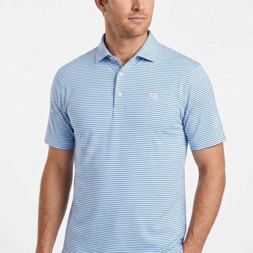 Peter Millar Summer Comfort  Blue Striped Stretch Polo Men Size L